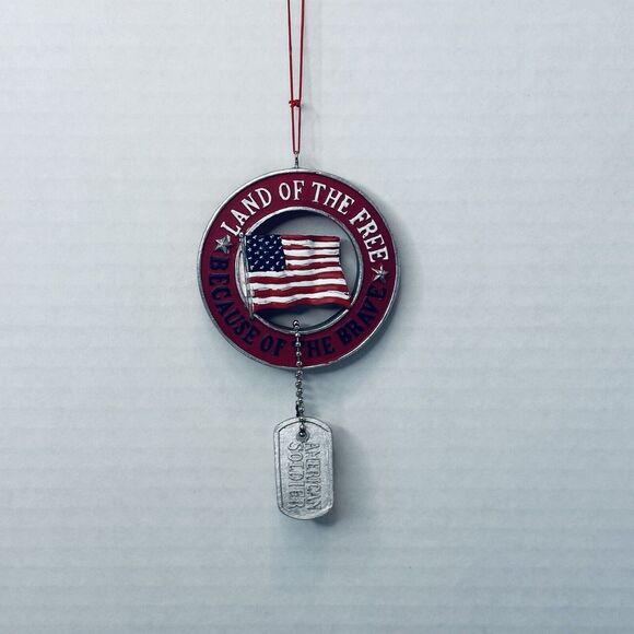 LAND OF THE FREE BECAUSE OF THE BRAVE American Soldier Military Ornament Resin - Picture 7 of 7